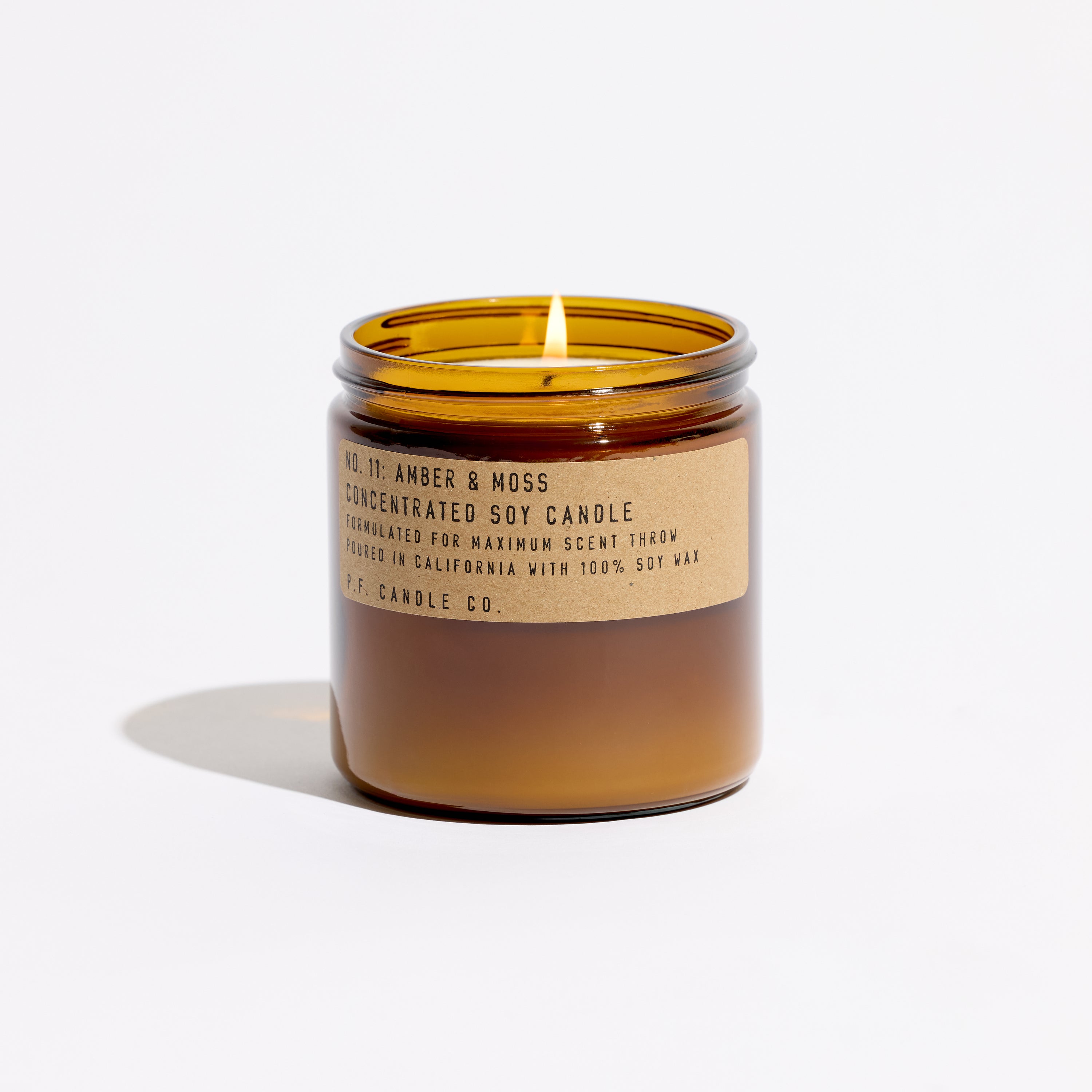 pf candle co no. 11 amber & moss concentrated large soy candle front profile ecomm product shot