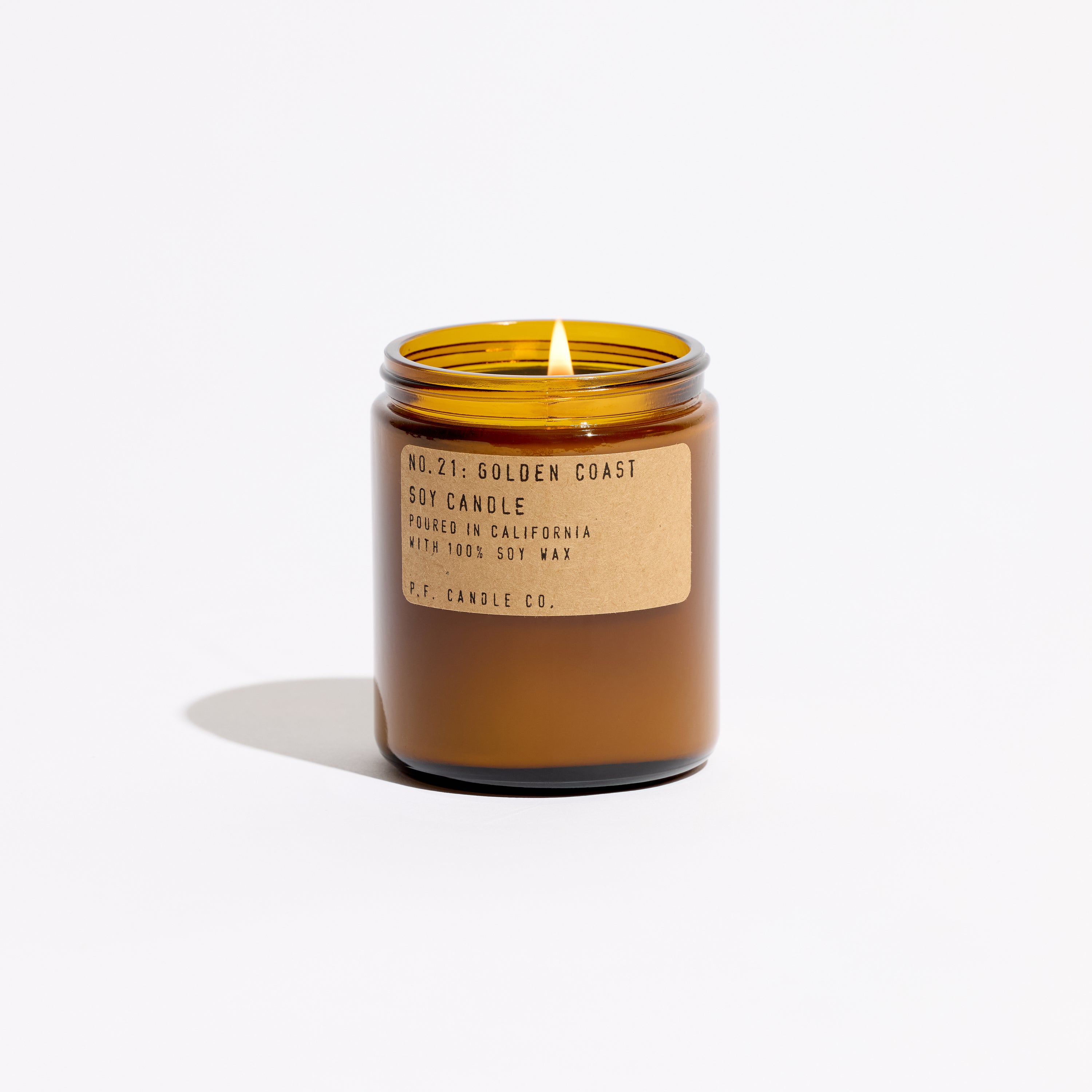pf candle co no. 21 golden coast standard soy candle front profile ecomm product shot