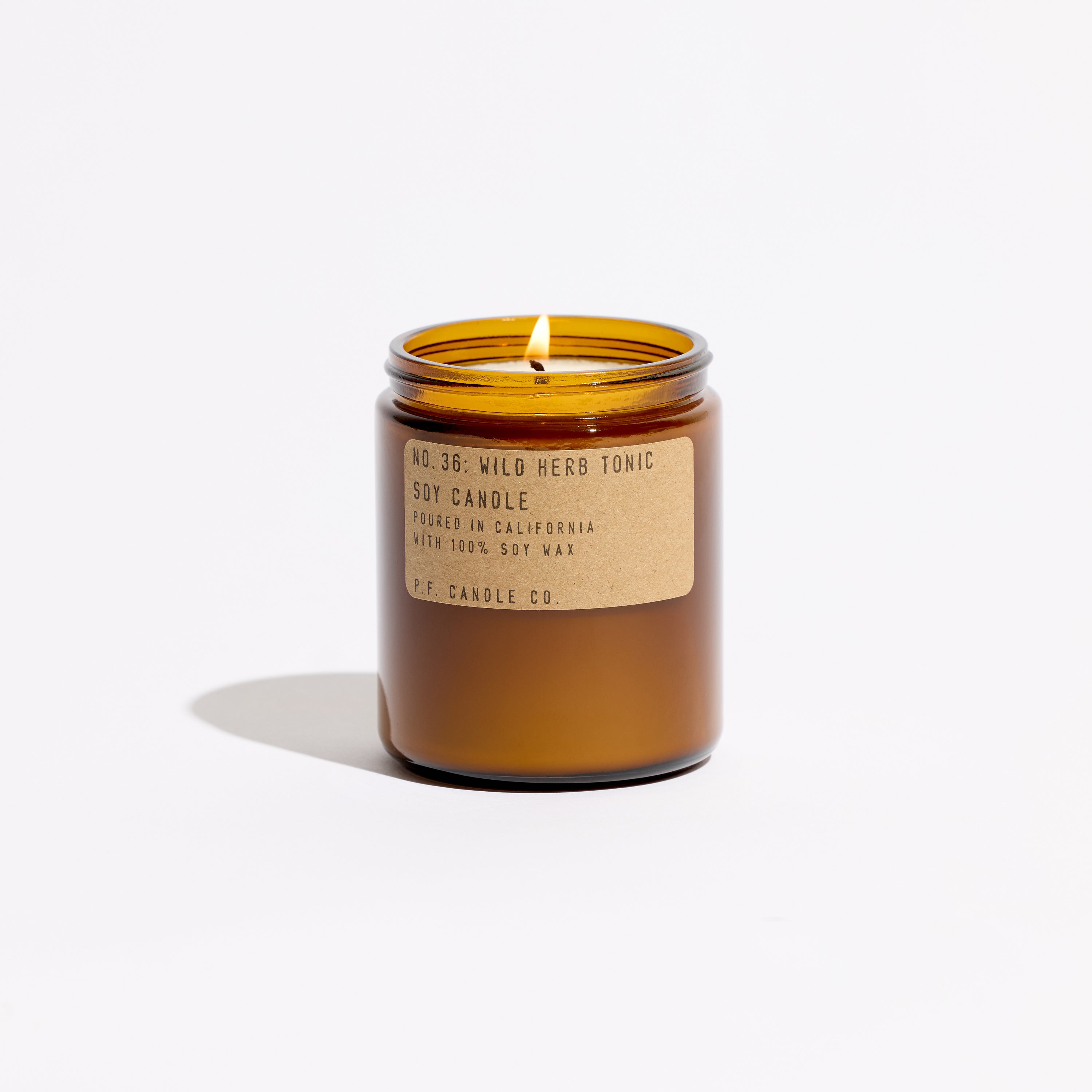 pf candle co no. 36 wild herb tonic standard soy candle front profile ecomm product shot