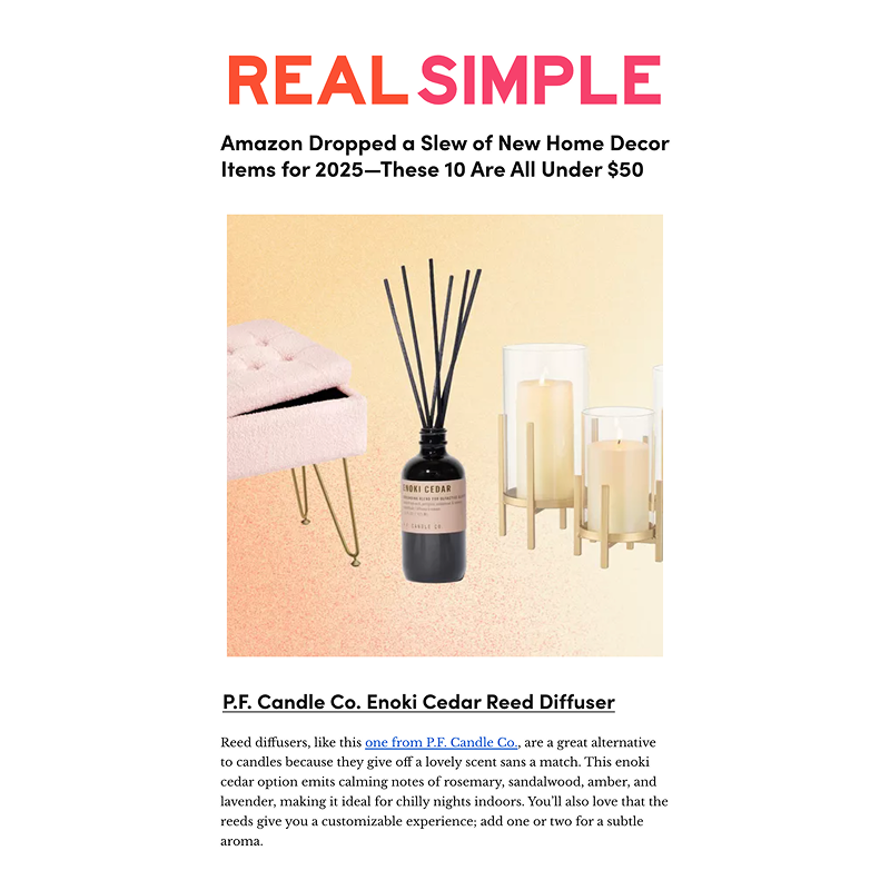 Press Release P.F. Candle Co. x Real Simple