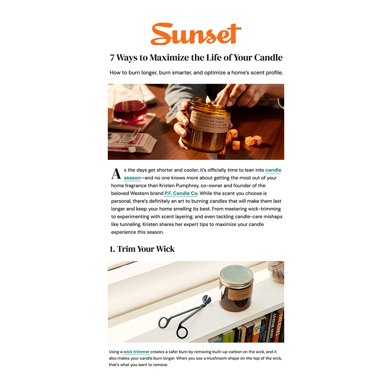 Press Release P.F. Candle Co. x Sunset