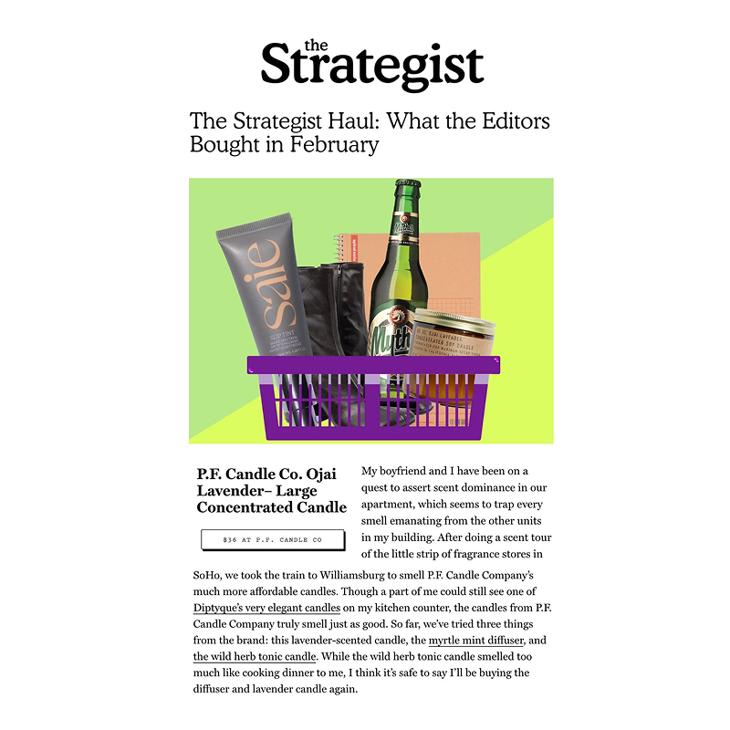 Press Release P.F. Candle Co. x The Strategist